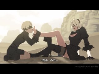 nier: automata 2b foot licking worship (foot fetish, legs, feet, yuri, hentai, anime)
